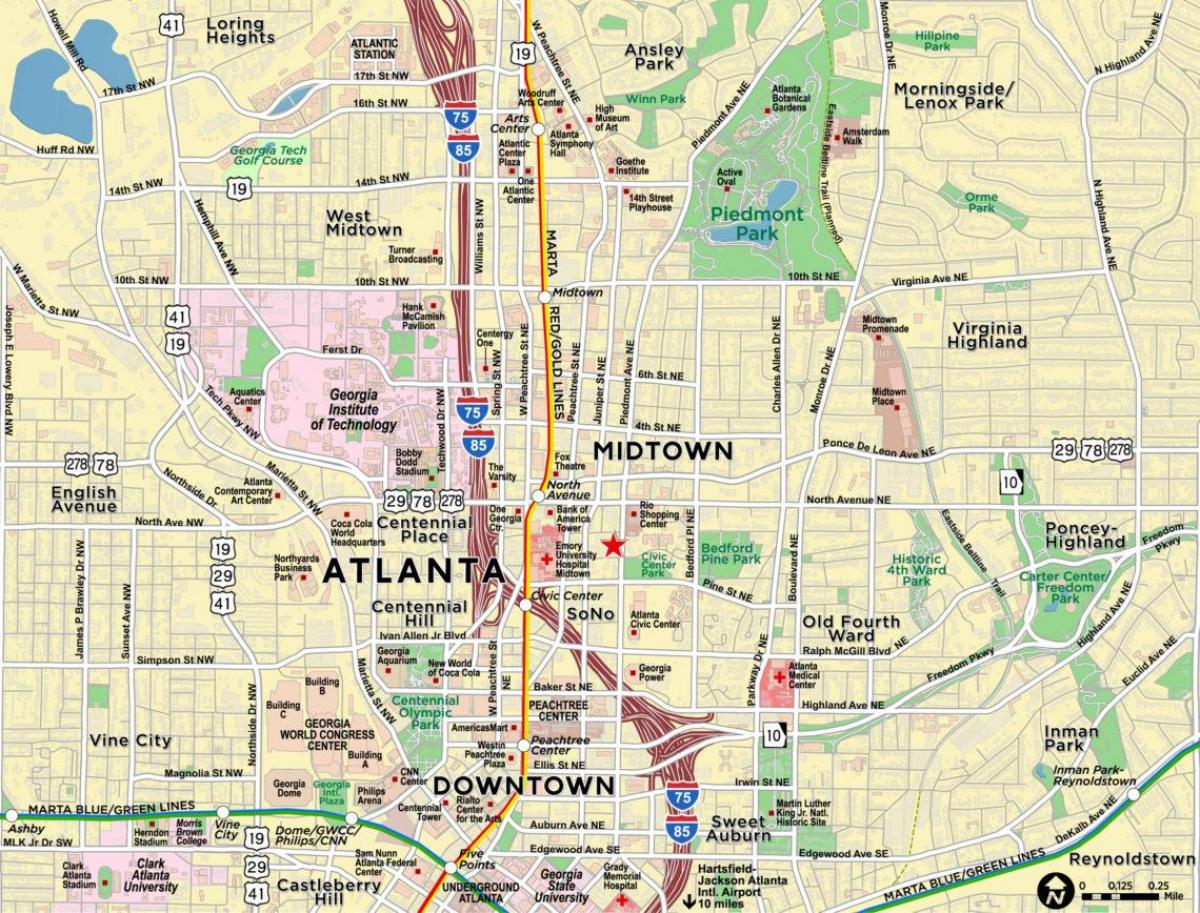 карта мидтаун Атланта