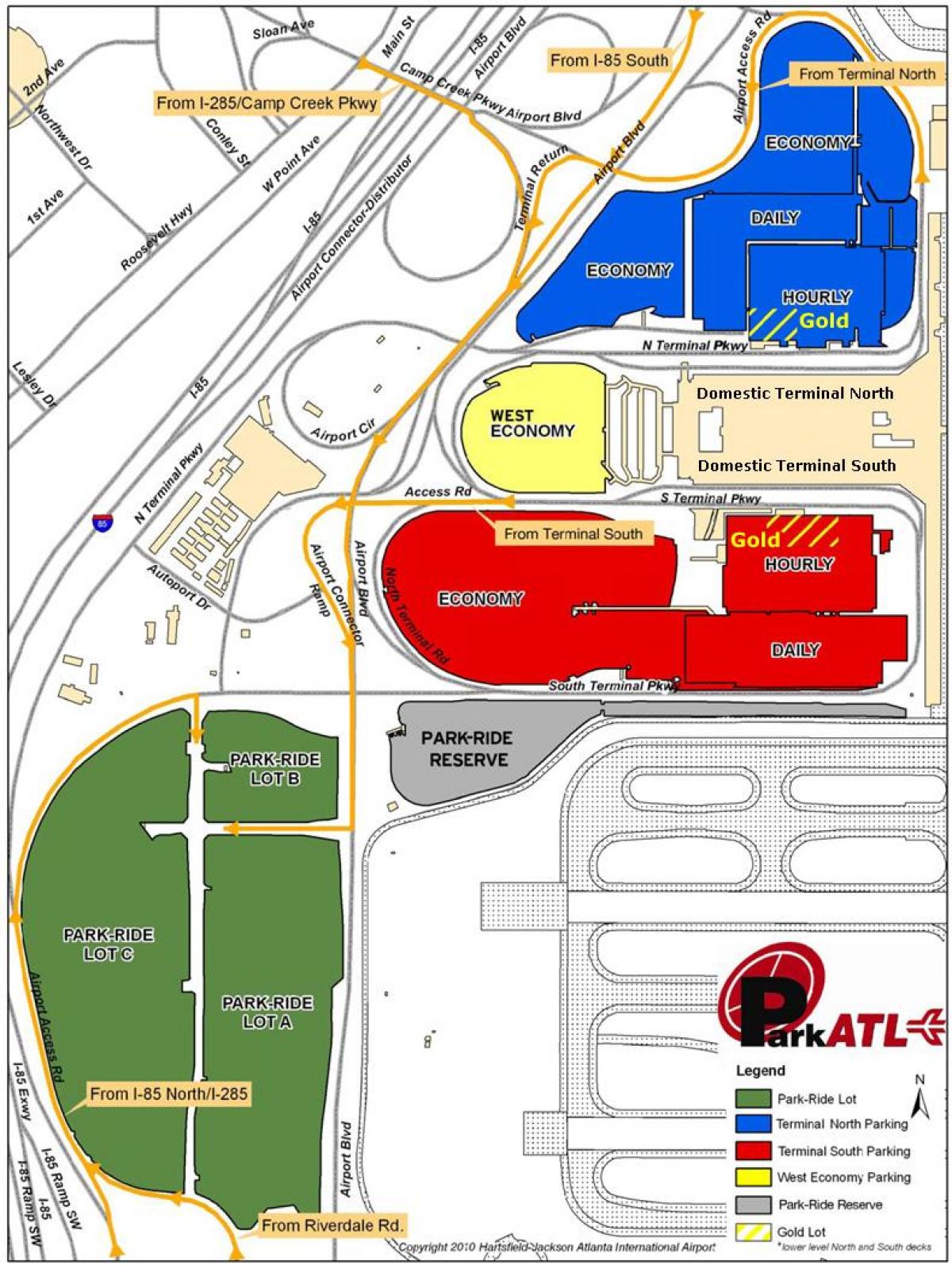 Атланта карта парковак аэрапорта Хартсфилд