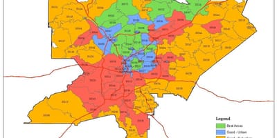Раёне Атланты ЗИП-код на карце